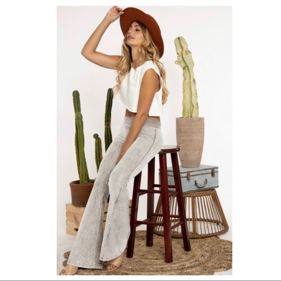 Haute Ellie Pants - RONSTADT-Mineral Wash Wide Leg Yoga Pant